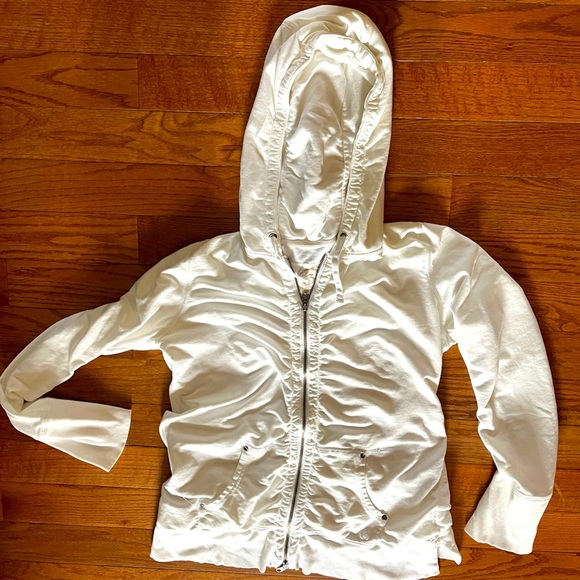 GAP Vintage Soft White Hoodie Rushing Full Zip Long Women’s Large Long Layer Top - Picture 12 of 12